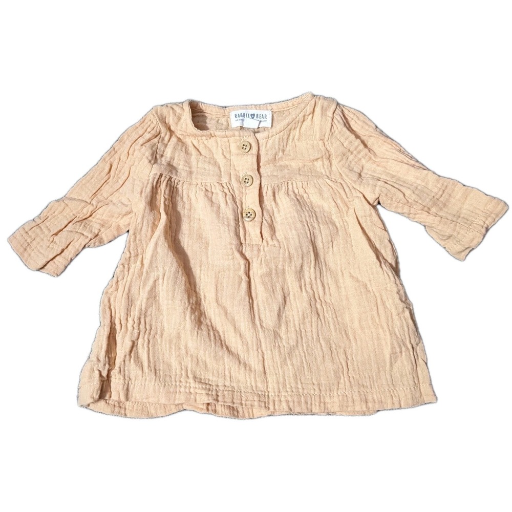 Organic Cotton Dress Rabbit + Bear By Emily & Oliver Baby Girl Size‎ 0-3M Yellow